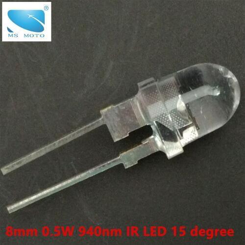 0.5W 940nm IR LED Infrared LED Emitting Diode invisible light 150mA use for hunting Camera military 8mm Through hole 15 degree