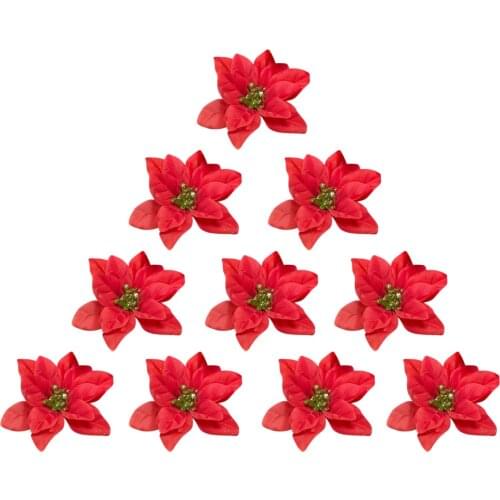 Artificial Poinsettia Flower Wedding Home Decorative For Indoor Outdoor Xmas Simulation Silk Cloth Christmas Tree Decorations