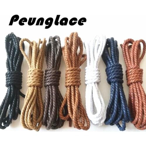 Quality PeungLace 90cm Waxed Cotton Shoelaces Strong Shinny 3 Twisted Waxed Laces