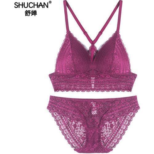 SHUCHAN Brief Sets Women Vest Crop Bra Lingerie Sexy Lingerie Set Temptation Underwear lace Underwears Lady Bra Sets 9201