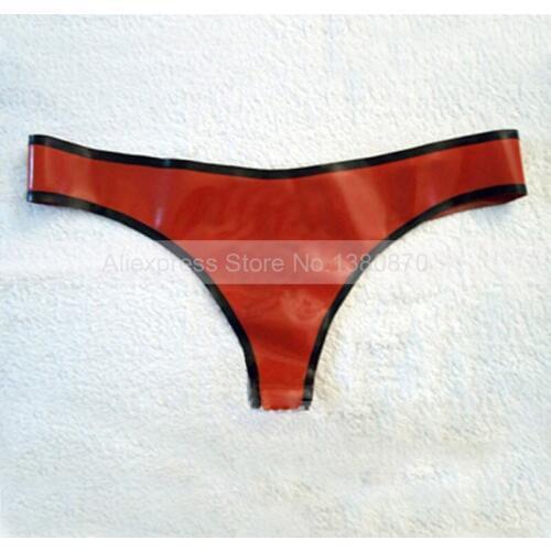 Red And Black Sexy Women Red Thongs Lingerie Latex Shorts Underwear G-strings Handmade S-LPW004