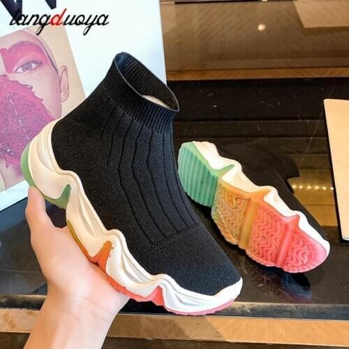 Black sport shoes women Running Shoes rainbow platform Sneakers women Scarpe Donna Zapatillas De Mujer Deportiva sock sneakers