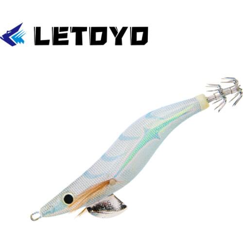 LETOYO 3.5# 18.5g 110mm Luminous Squid Jig Sea Fishing Squid Lure Octopus Wood Shrimp Cuttlefish Squid Hook Rig For Sea Fishing