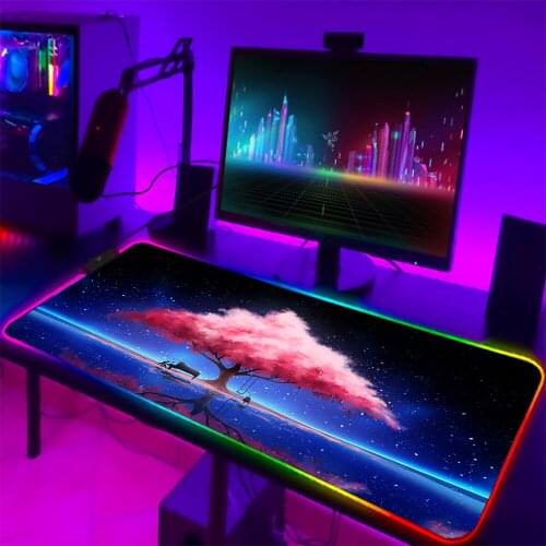 Mairuige RGB Anime Oil Painting Starry Sky Best-selling Game Accessories Mouse Pad LED Large Mousepad Xl Kawaii Carpet Mouse Pad