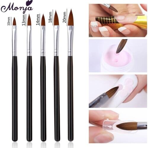 Manja 5Pcs/Set Nail Art Acrylic Liquid Powder Carving Flower Painting Brush Black Plastic Handle Drawing Brush Manicure Tool Kit