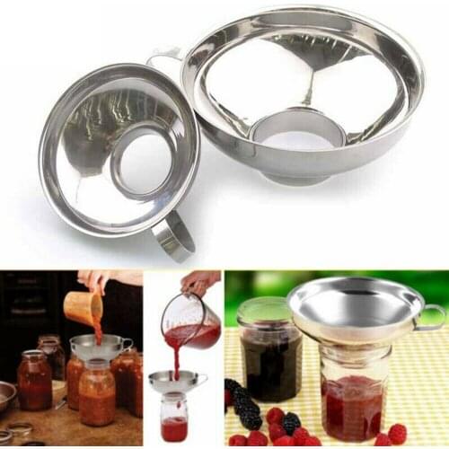 Stainless Steel Funnel Metal Fill Jam Jar Wide Mouth Canning Neck juice jam pickle liquor oil filling Cup Hopper Filter Kitchen