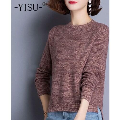 YISU 2021 Fashion Spring Women Sweater O-Neck Solid color Spring tops All-match Simple Female Jumper Casual Knitted pullover