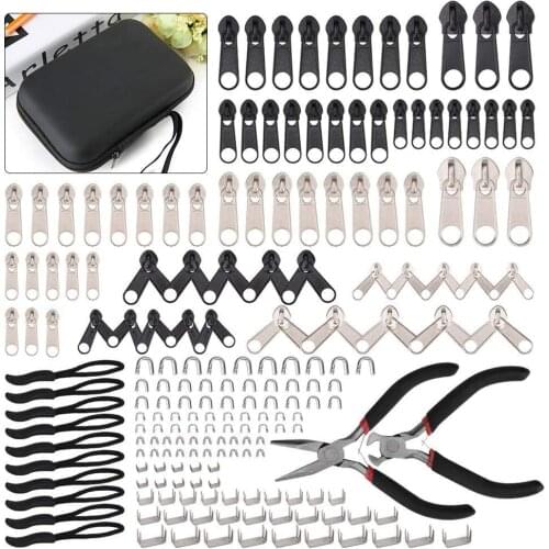Zipper Repair Kit 197 Pcs, Zipper Replacement with Two Installation Pliers for Sleeping Bags, Jacket, Tent, Luggage, Backpacks