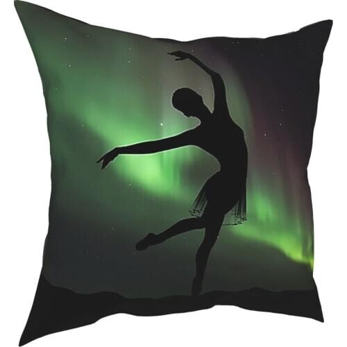 Ballerina With Aurora Boreal Ballet Pillow Case Home Decor Dancer Cushion Cover Throw Pillow for Sofa Double-sided Printing