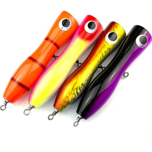 NooNRoo Popper Grouper Amberjack Tuna Big Game Saltwater Topwater Popper Lure Wood Bait 105g 190mm