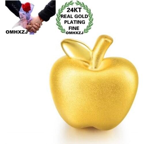 OMHXZJ CA324 Wholesale European Fashion Fine Party Birthday Wedding Gift Apple Bracelet DIY Accessories 24KT Gold Pendant Charm