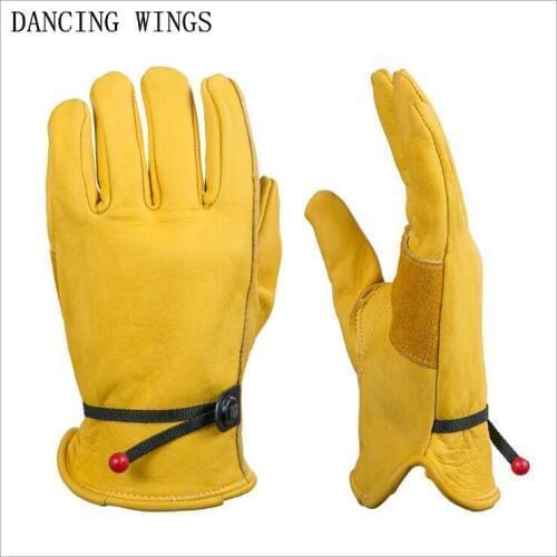 Genuine Leather Gloves Men Women Cowhide Leather Work Gloves Non-slip