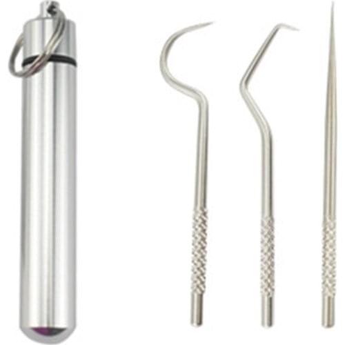 Stainless Steel Toothpick Aluminum Metal Portable Outdoor Dispenser With Reusable Food Fruit Picks