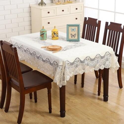 Simple Elegant Embroidered Tablecloth European Lace Tea Table Cloth Home Family Decor Rectangular Tablecloths Table Cover Towels