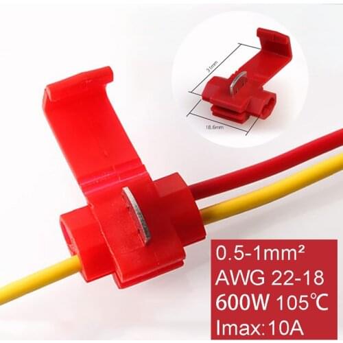 Wire Connector Scotch Lock Snap AWG22-10 Without Breaking Cable Insulated Crimp Quick Splice Electrical Terminals