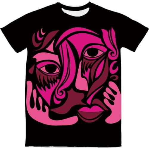 REAL American US SIZE Fine Piccasso Art Shades of Pinks Custom Made Sublimation Print Mens Clothing Top T-Shirt