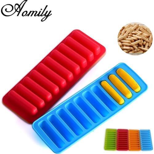 Aomily 10 Holes Finger Shaped Silicon Cookies Chocolate Jelly Candy Cake Bakeware Mold Pastry Bar Ice Block Mould Baking Tools