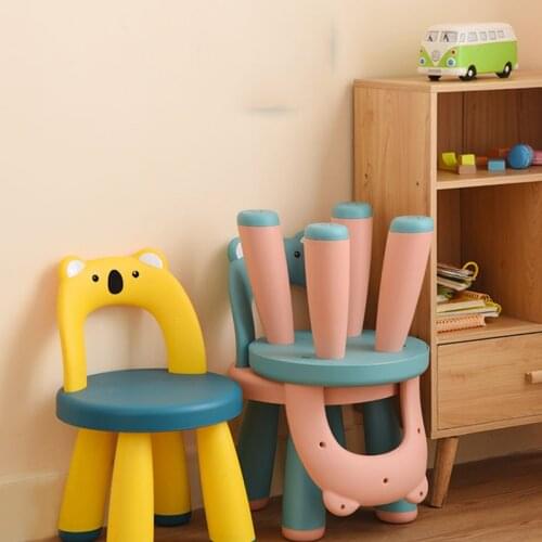 New Children Stool Plastic Cartoon Bear Backrest Chairs Non-slip Toy Stool For Home Kids taburete plegable tabouret Furniture