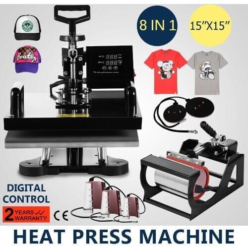 8 in 1 Digital Transfer Sublimation Heat Press Machine T-Shirt Mug Hat cap