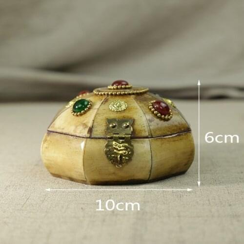 Tibetan Yak None Antiqued Jewelry Box 10*5CM Octagon Case for Girls Tibet Fork Handicrafts
