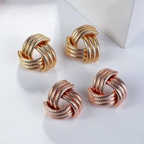 Lifefontier Vintage Metal Twisted Stud Earrings For Women Charm Statement Whirlpool Tennis Knot Earrings Statement Jewelry Gift