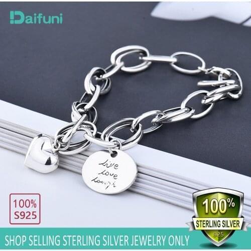 Daifuni Fashion Punk Hip Hop 925 Sterling Silver For Women Cuban Thick Twisted Bracelets Bangles Charm Metal Bracelets Jewelry
