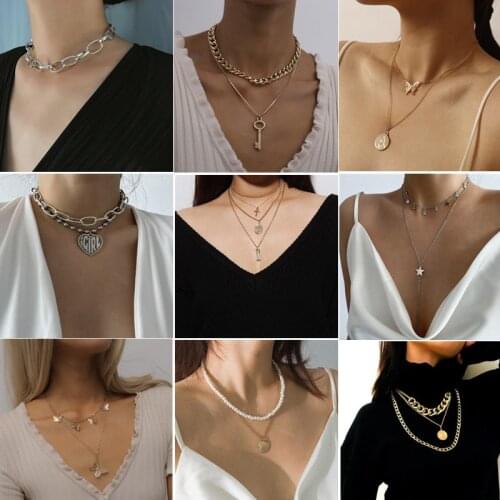Punk Cuban Choker Necklaces Collar Statement Hip Hop Big Chunky Aluminum Gold Color Butterfly Thick Chain Necklace Women 2021