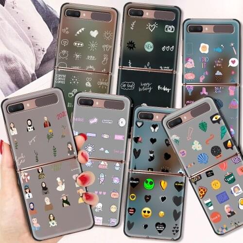 Hard Case for Samsung Galaxy Z Flip 6.7" PC Phone Case ZFlip 5G Black Segmented Protect Cover Coque Cartoon Instagram