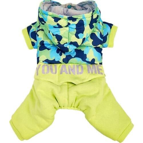 Winter Warm Pet Dog Jumpsuits For Pet Costume Hoodies Jacket Windproof Printing Coat Thicken Snow Clothing