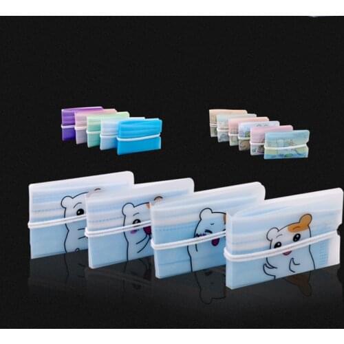1PC Foldable Mask Storage Clip Plastic Portable Storage Bag Cute Mask Box Organizer Container Case Mask Keeper