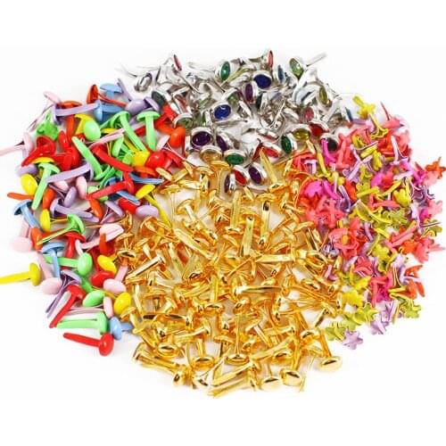 100PCs mixed Round Brad Scrapbooking Embellishment Fastener Brads Metal Crafts For Diy handmade shoes Decoration WD0034