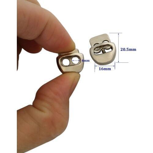 1000pcs/lot small 4mm hole oval metal alloy stoppers toggle cord locks Drawstring lock with two holes silver Colors 16m