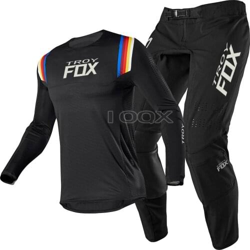 2020 Motorbike Racing Flex Air MX ATV Dirt Bike Racing Jersey Pant Combo Motorcycle Gear Set Street Moto Black Set