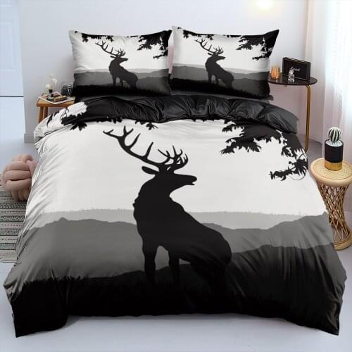 3D Animal Custom Bed Linens Pillow Case Sets Duvet Covers Deer Black Beddings Full King Queen Double Full Twin Size Beddin Bags