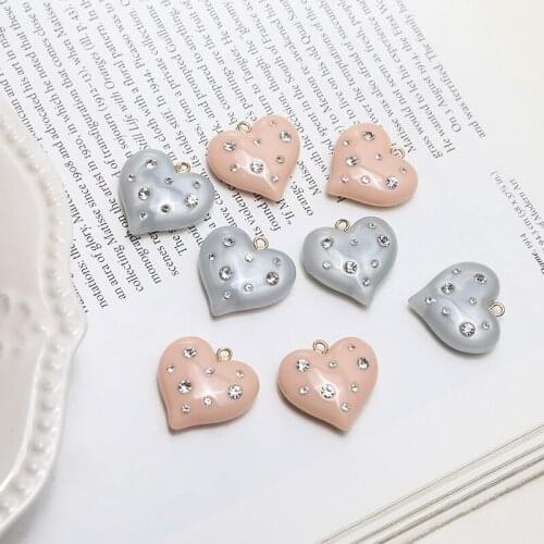 4pcs Japanese girl love inlaid zircon retro Heart Shape Earrings Women Lovely Girl with hanging diy jewelry accessories material