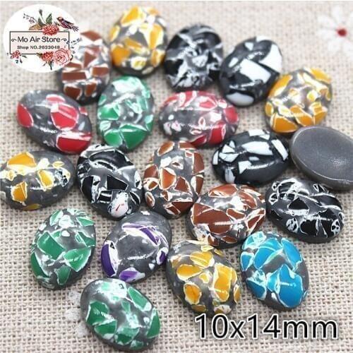 30PCS 10x14mm oval flatback resin imitation stone bead button Resin Cabochon bead Art Supply Decoration Charm bead