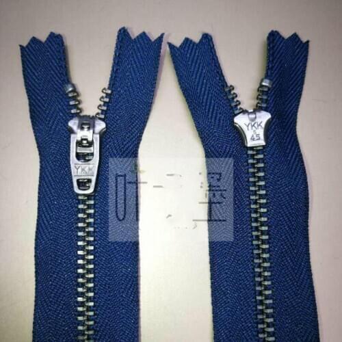 50pcs/lot YKK Metal Zipper Vintage Ancient Silver Puller Slider Close End for Jeans Navy Dark Blue Tailors Sewing Accessories