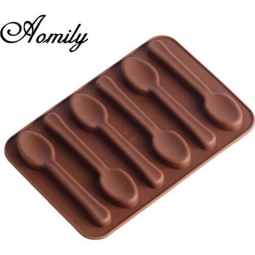 Aomily Creative 3D Spoon Shaped Silicone Soap Candy Fondant Chocolate Kitchen Mould Silicone Chocolate Cookies Cake DIY Mold