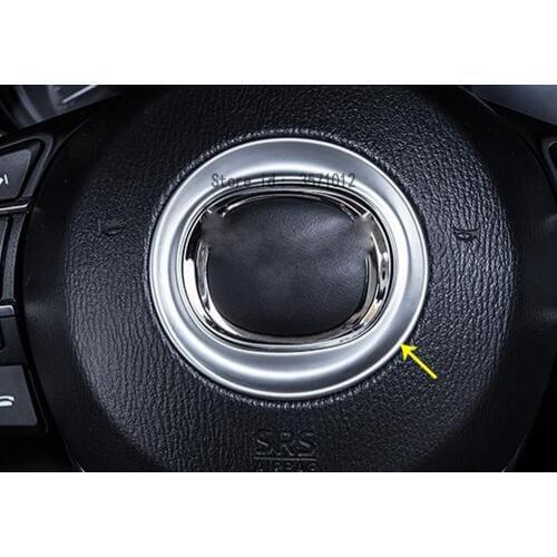 Car Detector Stick Cover ABS Chrome Steering Wheel Interior Kit Trim Lamp Frame 1pcs For Mazda CX-5 CX5 2013 2014 2015 2016