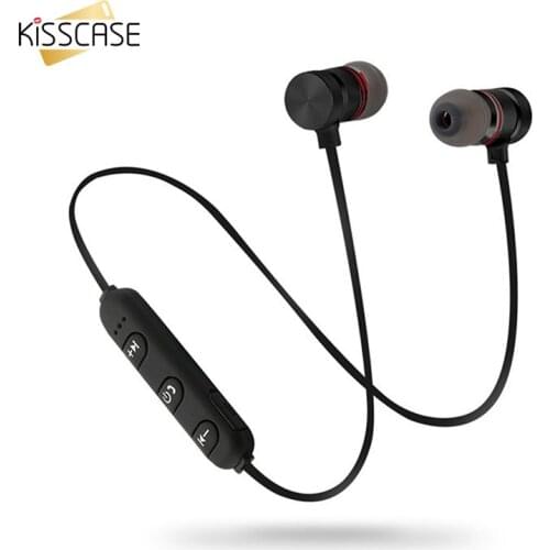 KISSCASE 4.2 Wireless Earphone for iPhone 11Pro Max X XR Metal Magnetic Bluetooth Headset for Huawei P20 Lite in-ear Earphones