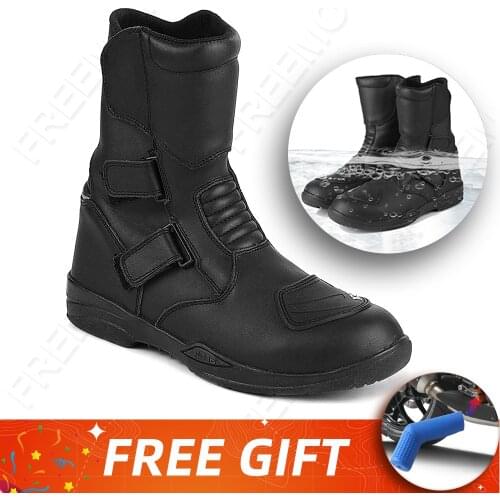 Road Racing Boots Motorcycle Boots Cowhide Waterproof Anti-drop Shoes Motorcycle Riding Boots Road Racing Motociclista Bota