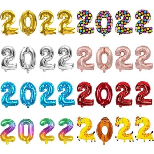 CYUAN 4pcs Navidad 2022 16inch Gold Silver Number Foil Helium Baloons Merry Christmas Balloon 2021 New Year Eve Party Decor