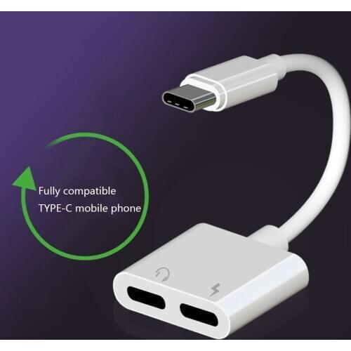 Dual Type-C Audio Cable Adapter Type C Earphone Jack Audio Splitter Headphone Aux 3.5 Jack Charging Cable