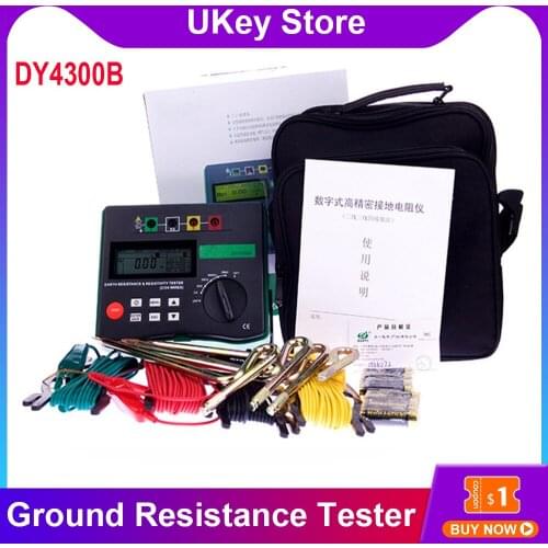 DY4300B 4-Terminal Earth Ground Resistance Tester 400~500Hz and Soil Resistivity Tester Conforms to CATIV 150V, CATIII 300V
