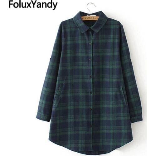 Блузки в клетку FoluxYandy China At AliExpress