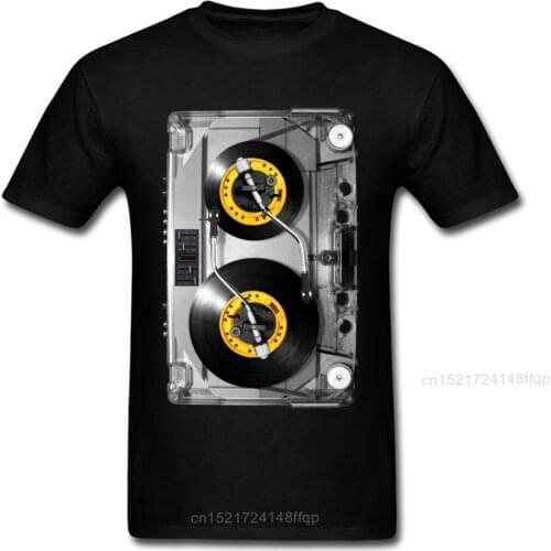 NONSTOP PLAY T Shirt 80s Cassette T-shirt Men 3D Record Tshirt Digital Printed Clothing Rock N Roll Top Hip Hop Tee Cotton Black