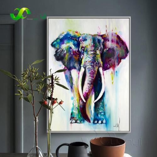 Nordic Animal Elephant Oil Painting Nodic Abstract Oil Decoraction Modular Wall Pictures For Kids Room Home Cuadros Unframed