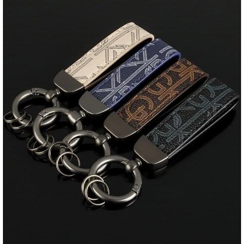 Kirykle 2020 New Luxury Leather Key Chain Brown Flowers Leather Circle Buckle Keychains Auto Car Waist Key Chain Key Holder Gift