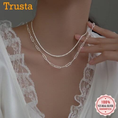 Trustdavis Real Sweet Choker Necklace Link Chain Wedding Party Charm For Women Fashion 925 Sterling Silver Jewelry Gift DB1060
