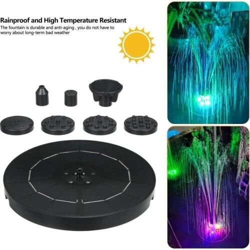 Colorful Solar Water Fountain Pool Pond Waterfall Fountain Garden Decor Outdoor Bird Bath Solar Powered Fountain Floating Water